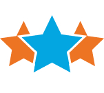 2 orange and 1 blue star in a line