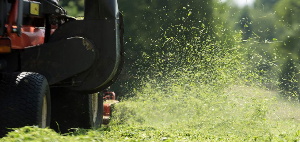 Traktor schneidet Grasschraube