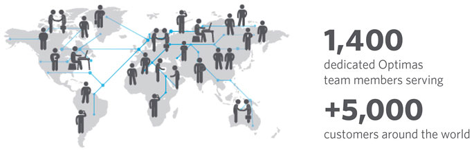 Mapa del mundo con iconos de personas encima.