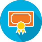 A certification with a badge icon